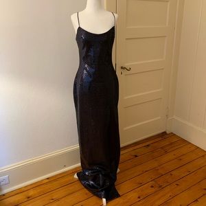 Likely Floor-length Navy Sequin Column Gown NWT